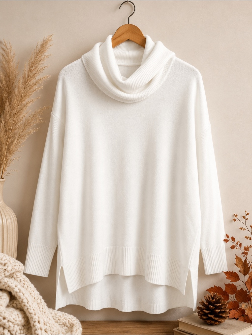 French Connection Babysoft Cowl Neck Sweater Winter White Plus Size 2X NWT